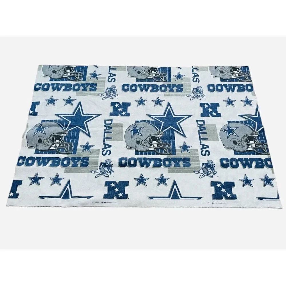 Vintage 90s Dallas Cowboys Blanket Throw Football 63"x43" Tailgate Bedding Decor